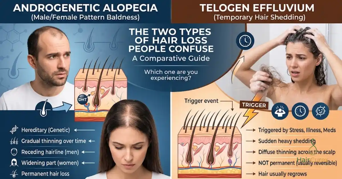 The Two Types of Hair Loss People Confuse